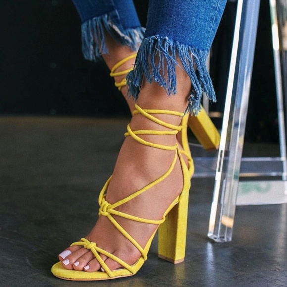 Fashion Nova Shoes Fashion Nova Yellow Strappy High Heel Sandals